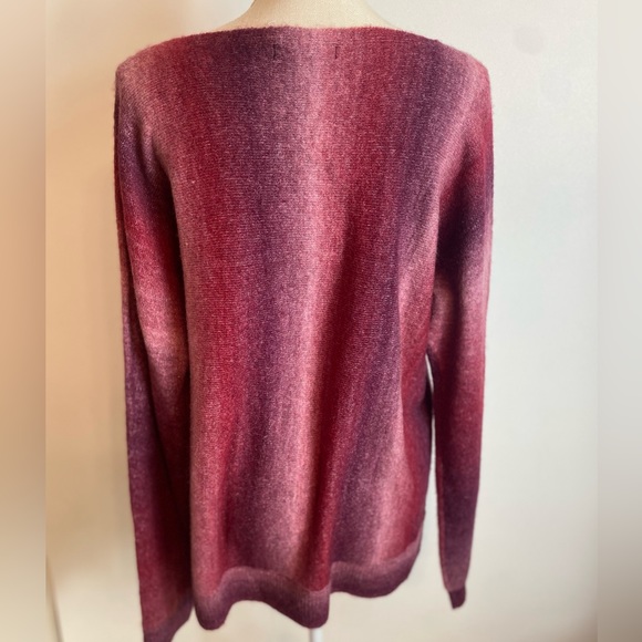 CHARLIE B Women's Dolman L/S Ombre Space Dye Striped Wine Sweater Size L NEW - Picture 8 of 12